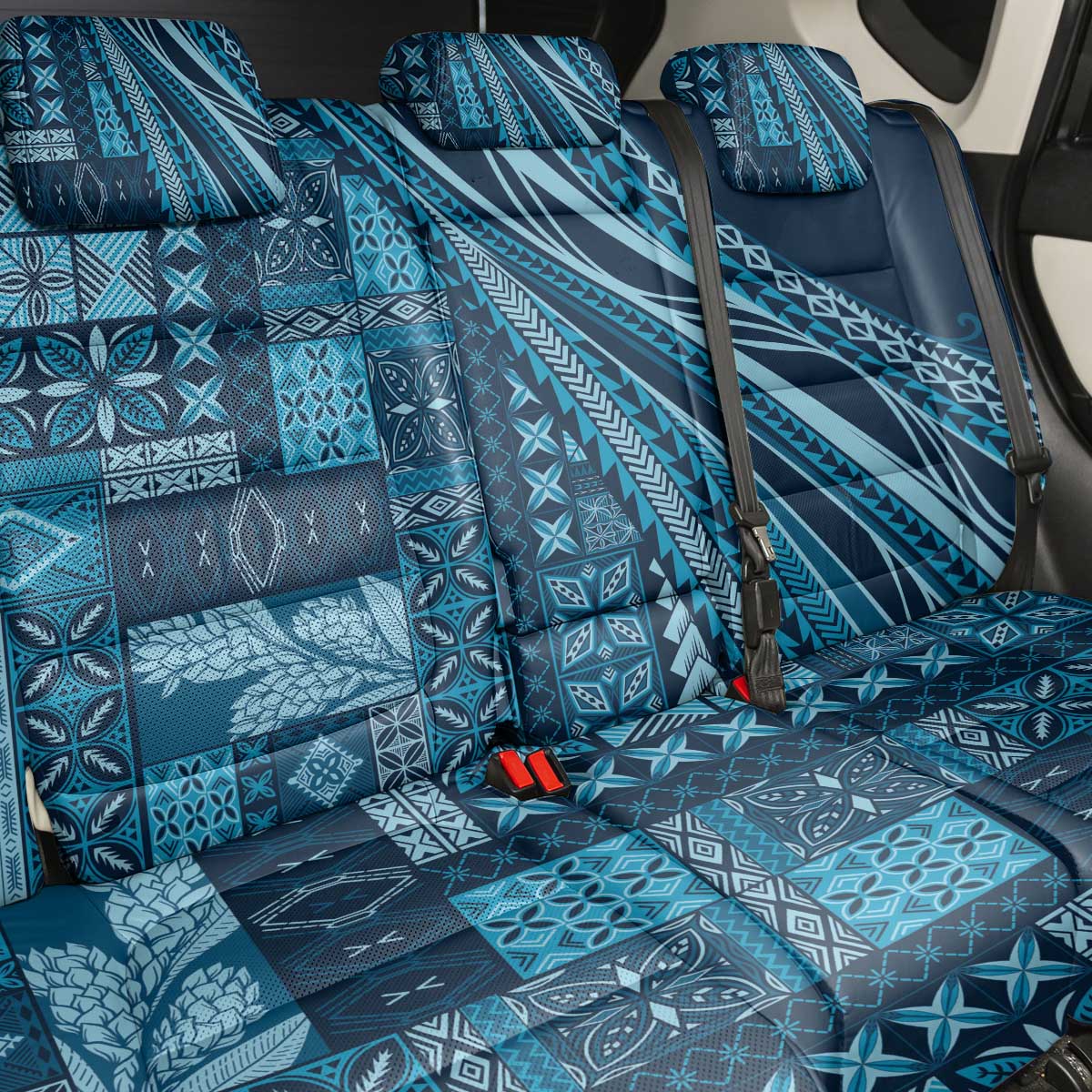 Pasifika Women's Day - Samoa Siapo Malu Tattoo Inspired Back Car Seat Cover Navy Blue LT7 - Polynesian Pride