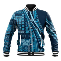 Pasifika Women's Day - Samoa Siapo Malu Tattoo Inspired Baseball Jacket Navy Blue LT7 Unisex Navy Blue - Polynesian Pride