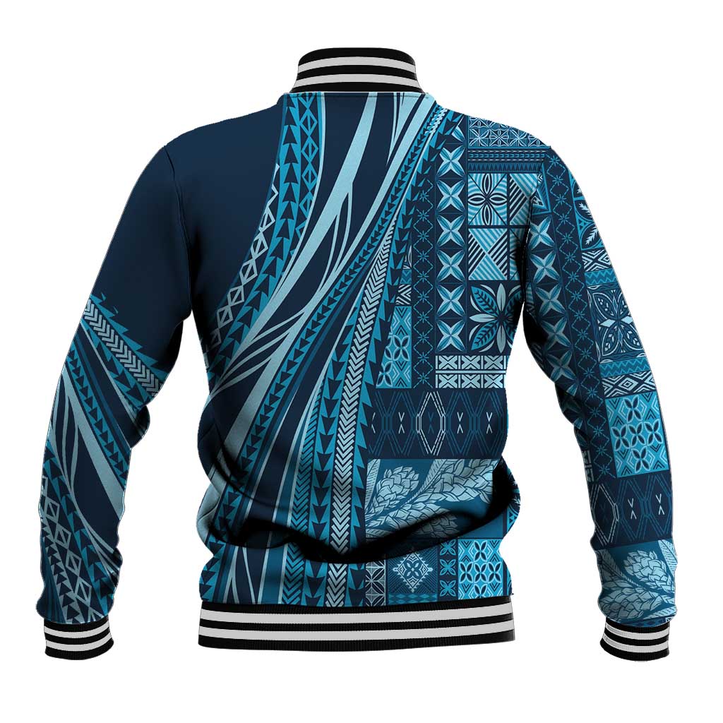 Pasifika Women's Day - Samoa Siapo Malu Tattoo Inspired Baseball Jacket Navy Blue LT7 - Polynesian Pride