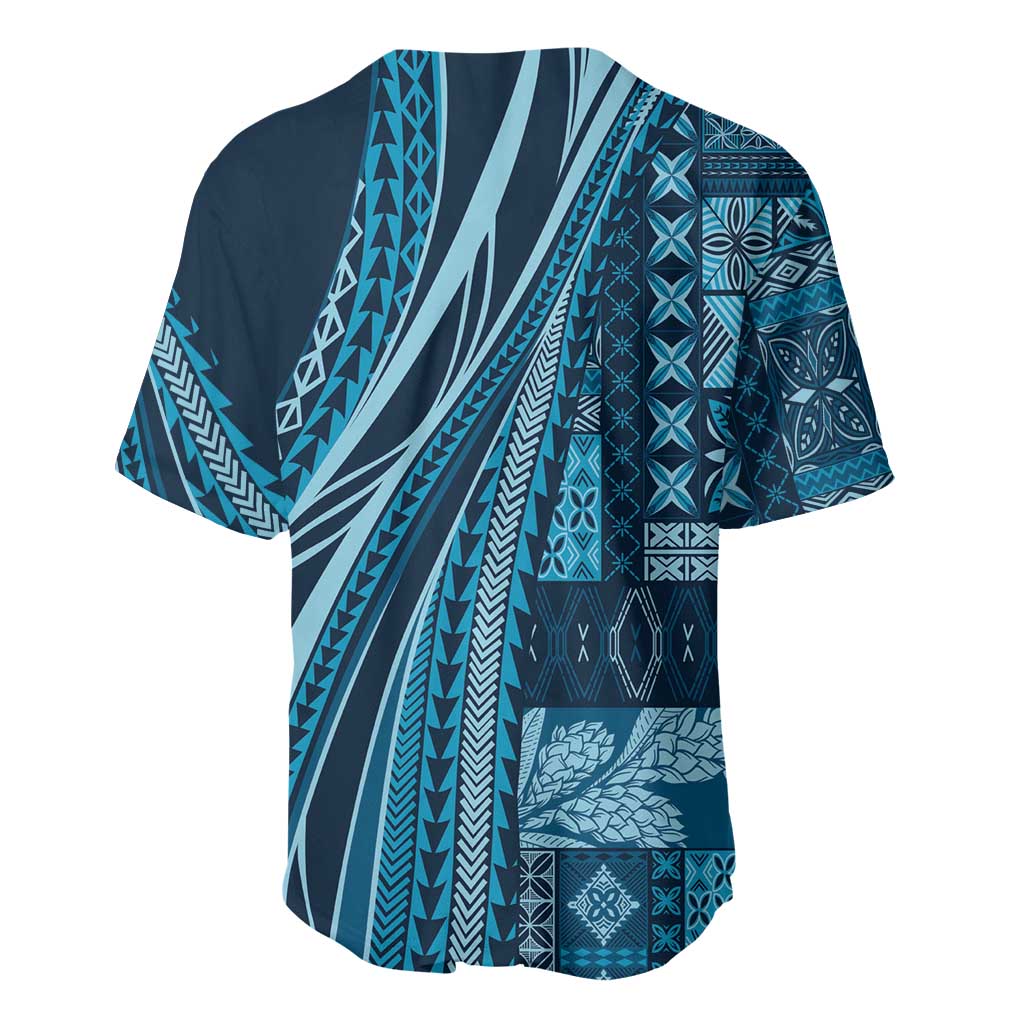 Pasifika Women's Day - Samoa Siapo Malu Tattoo Inspired Baseball Jersey Navy Blue LT7 - Polynesian Pride