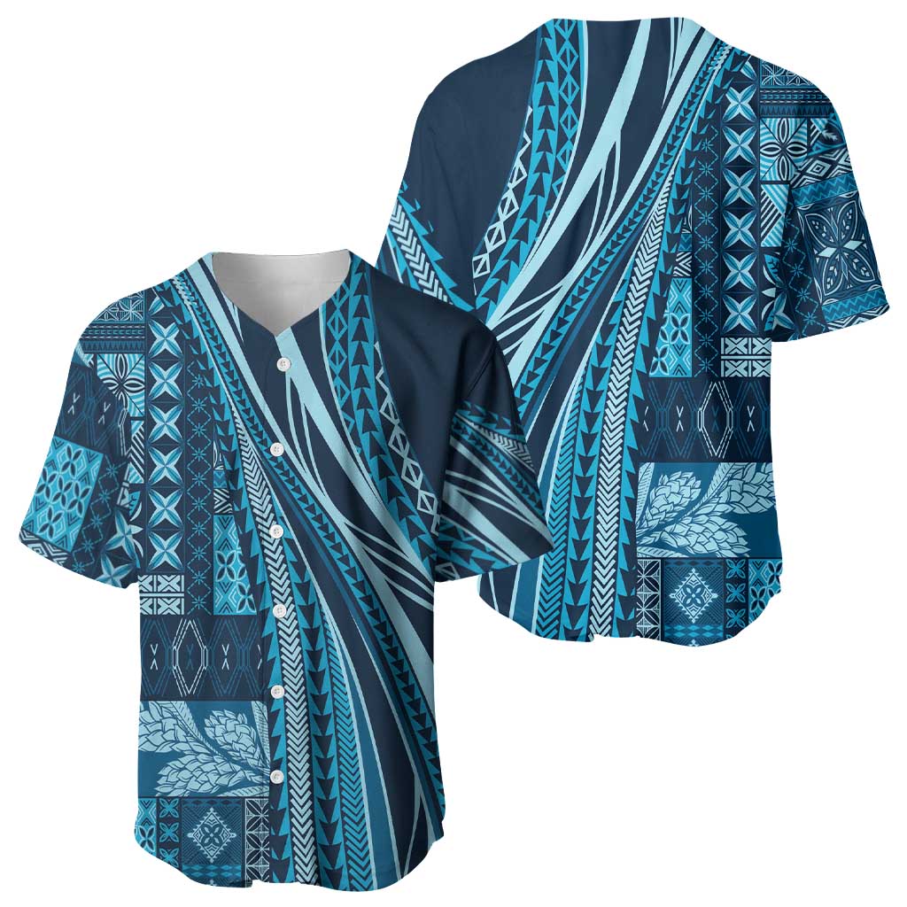 Pasifika Women's Day - Samoa Siapo Malu Tattoo Inspired Baseball Jersey Navy Blue LT7 - Polynesian Pride