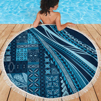 Pasifika Women's Day - Samoa Siapo Malu Tattoo Inspired Beach Blanket Navy Blue LT7 - Polynesian Pride