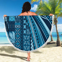 Pasifika Women's Day - Samoa Siapo Malu Tattoo Inspired Beach Blanket Navy Blue LT7 - Polynesian Pride