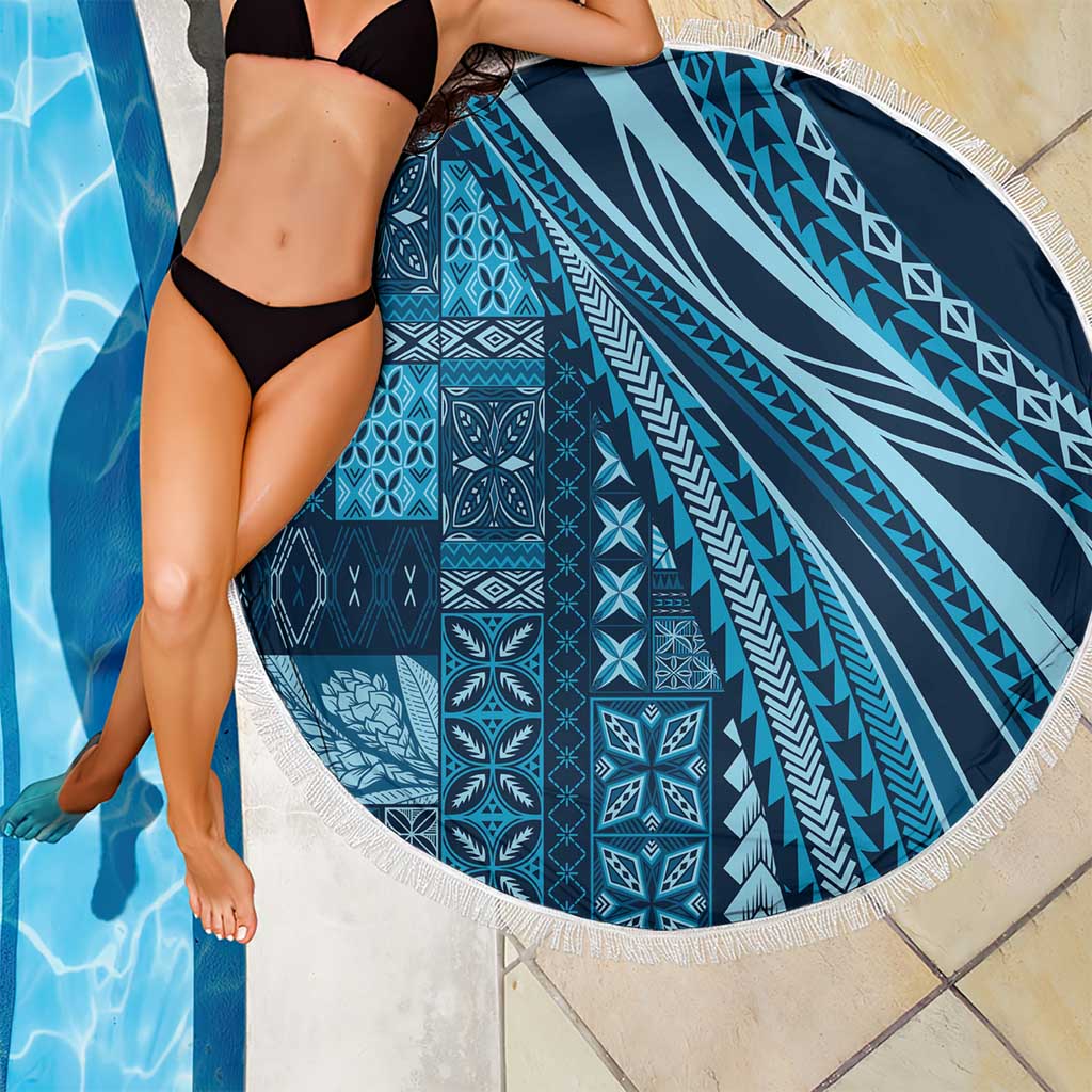 Pasifika Women's Day - Samoa Siapo Malu Tattoo Inspired Beach Blanket Navy Blue LT7 - Polynesian Pride