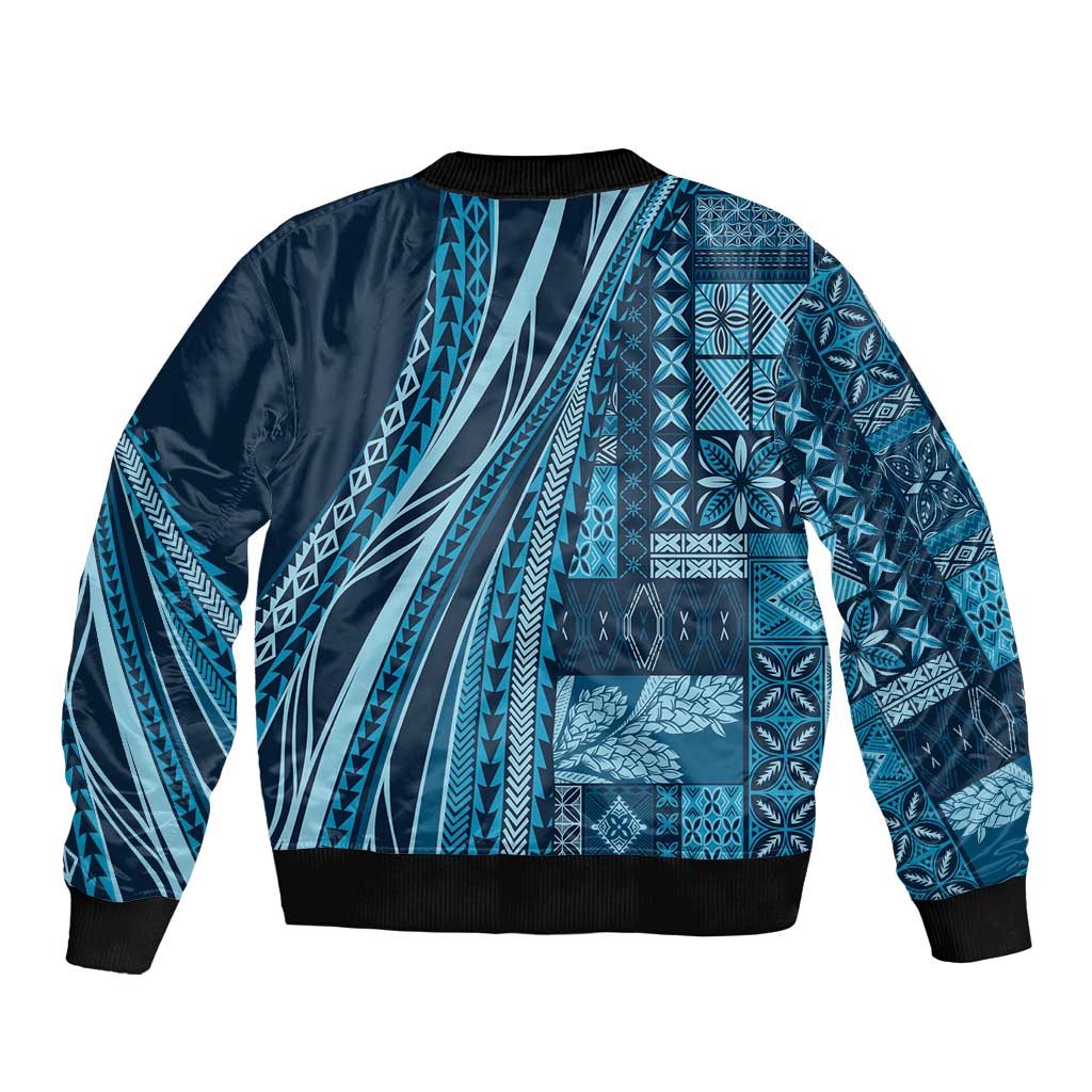 Pasifika Women's Day - Samoa Siapo Malu Tattoo Inspired Bomber Jacket Navy Blue LT7 - Polynesian Pride