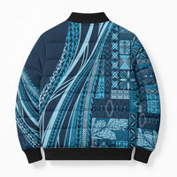 Pasifika Women's Day - Samoa Siapo Malu Tattoo Inspired Bomber Puffer Jacket Navy Blue LT7 - Polynesian Pride