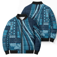 Pasifika Women's Day - Samoa Siapo Malu Tattoo Inspired Bomber Puffer Jacket Navy Blue LT7 - Polynesian Pride