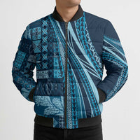 Pasifika Women's Day - Samoa Siapo Malu Tattoo Inspired Bomber Puffer Jacket Navy Blue LT7 - Polynesian Pride