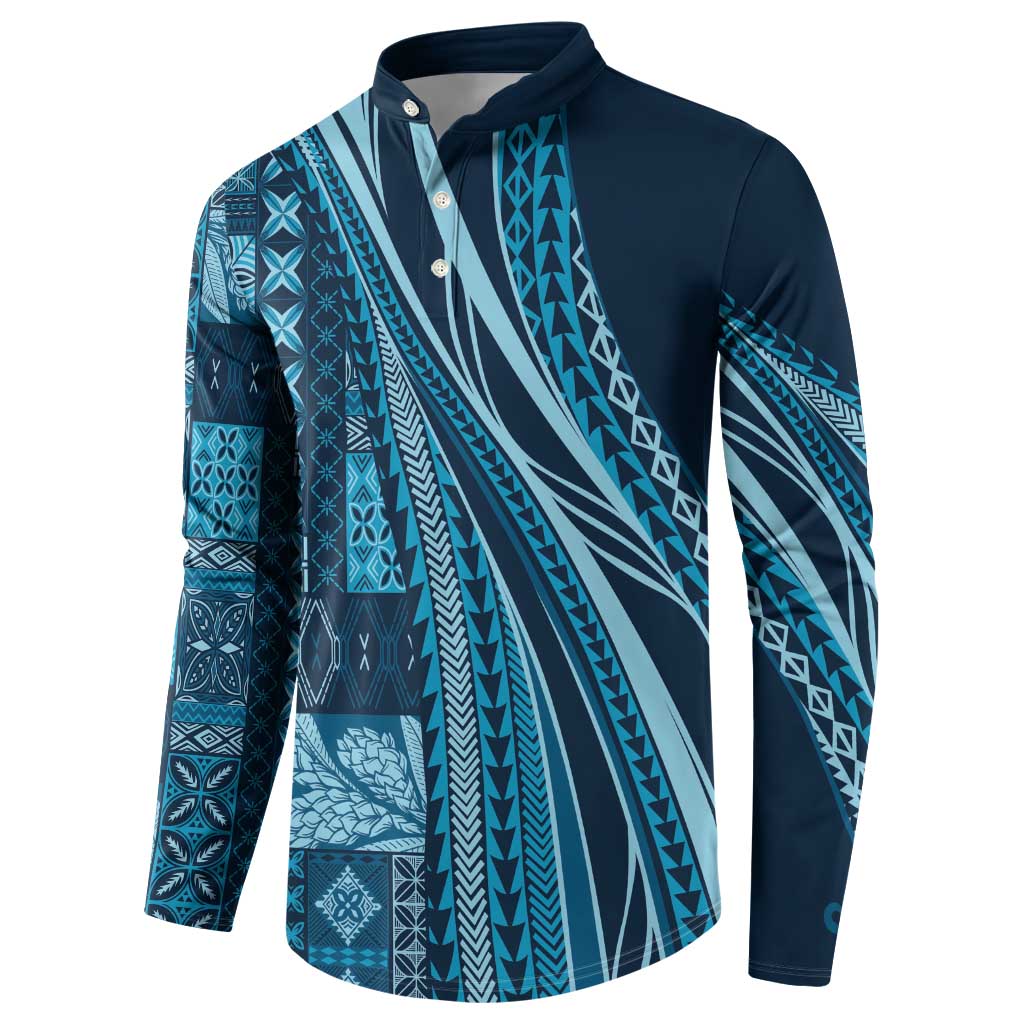 Pasifika Women's Day - Samoa Siapo Malu Tattoo Inspired Button Sweatshirt Navy Blue LT7 - Polynesian Pride