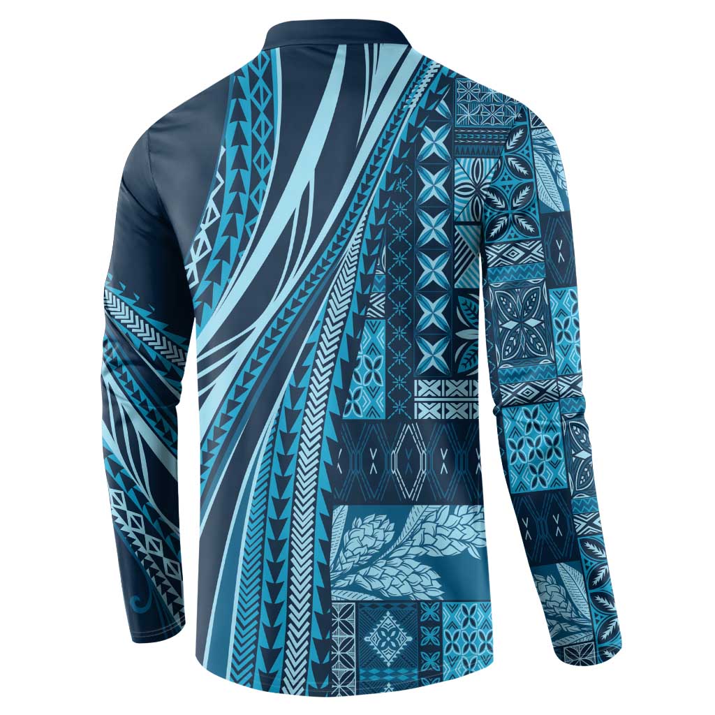 Pasifika Women's Day - Samoa Siapo Malu Tattoo Inspired Button Sweatshirt Navy Blue LT7 - Polynesian Pride