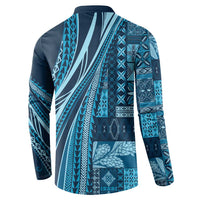 Pasifika Women's Day - Samoa Siapo Malu Tattoo Inspired Button Sweatshirt Navy Blue LT7 - Polynesian Pride