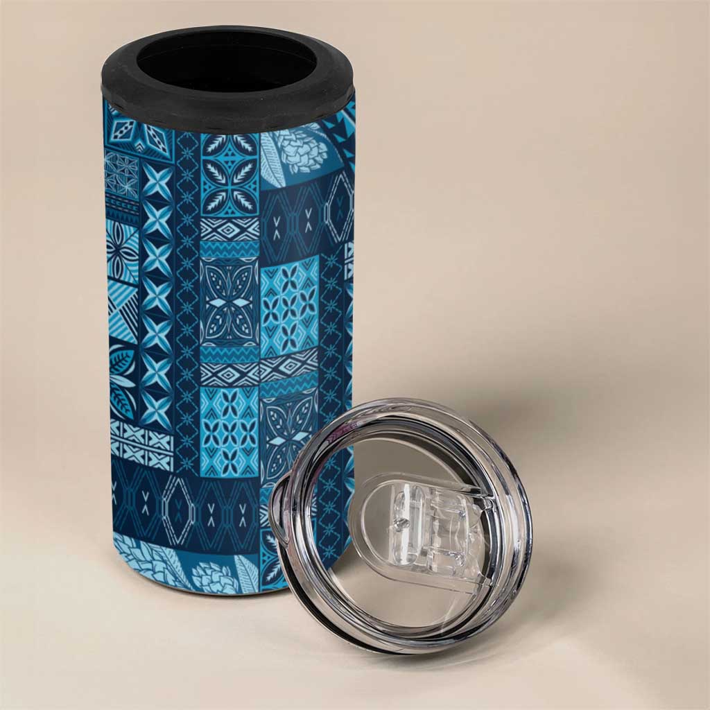 Pasifika Women's Day - Samoa Siapo Malu Tattoo Inspired 4 in 1 Can Cooler Tumbler Navy Blue LT7 - Polynesian Pride