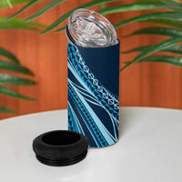 Pasifika Women's Day - Samoa Siapo Malu Tattoo Inspired 4 in 1 Can Cooler Tumbler Navy Blue LT7 - Polynesian Pride