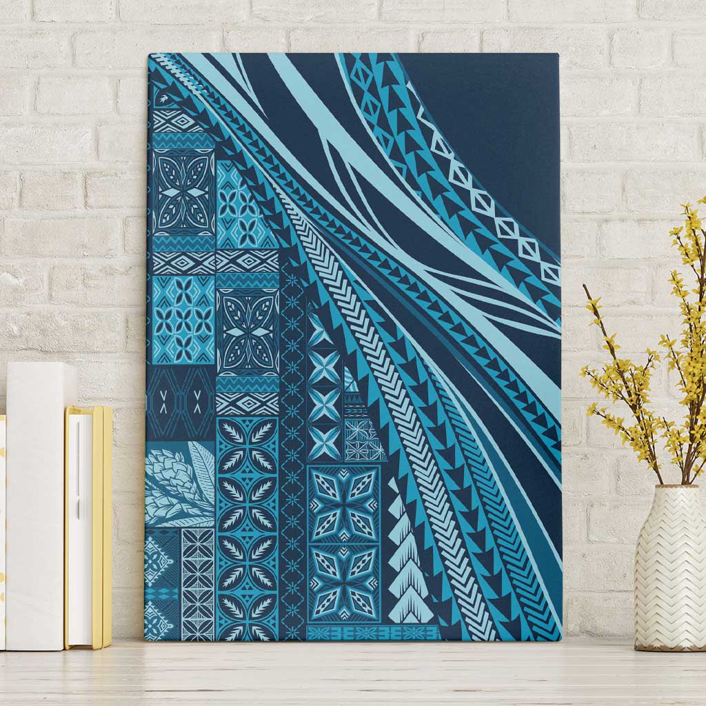 Pasifika Women's Day - Samoa Siapo Malu Tattoo Inspired Canvas Wall Art Navy Blue LT7 Without Frame Navy Blue - Polynesian Pride