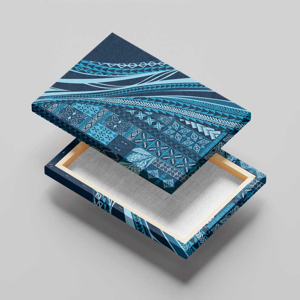 Pasifika Women's Day - Samoa Siapo Malu Tattoo Inspired Canvas Wall Art Navy Blue LT7 - Polynesian Pride