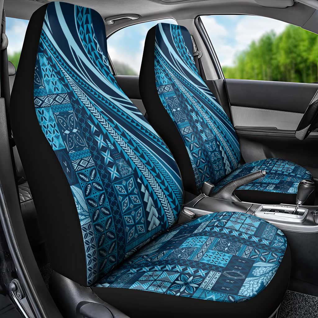 Pasifika Women's Day - Samoa Siapo Malu Tattoo Inspired Car Seat Cover Navy Blue LT7 - Polynesian Pride