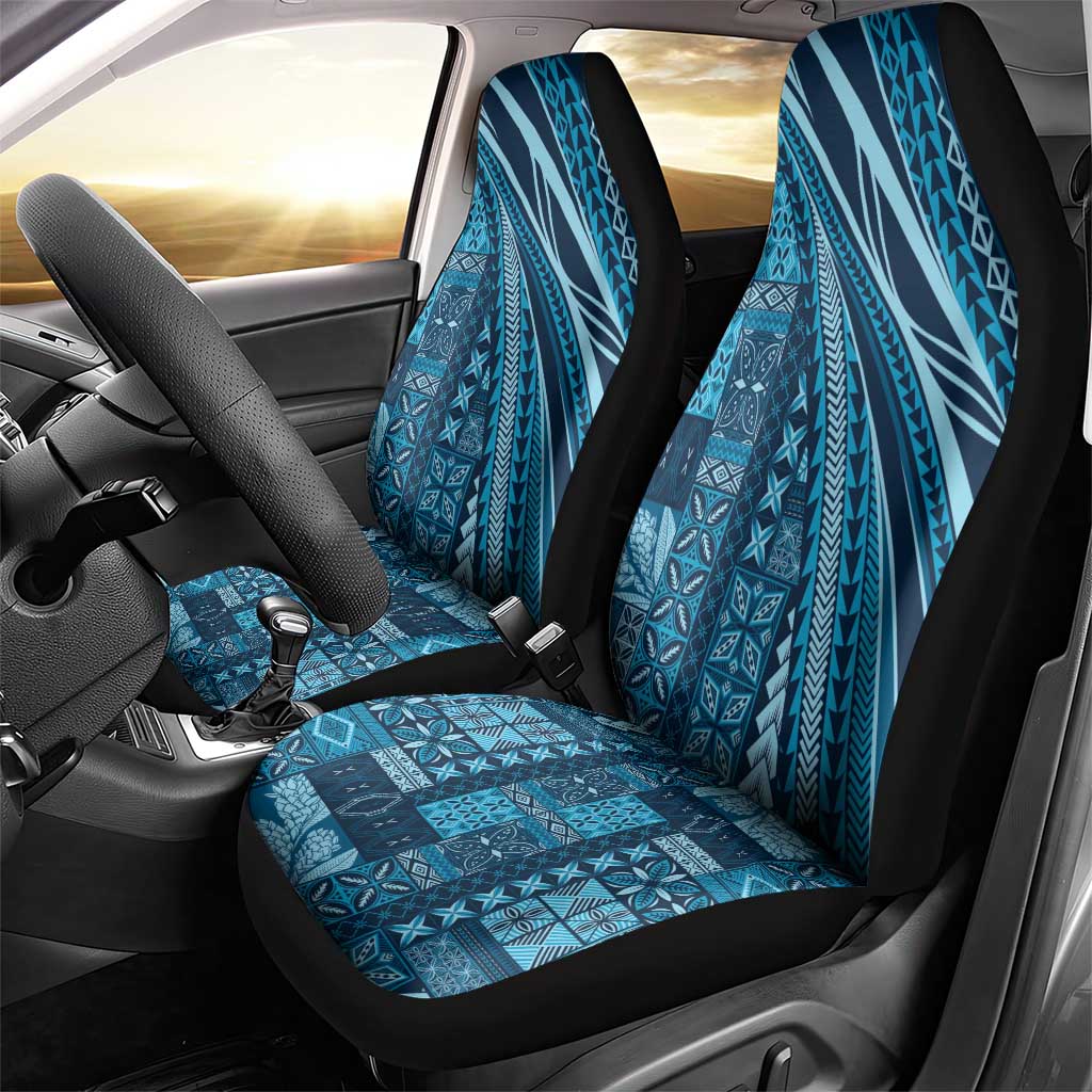 Pasifika Women's Day - Samoa Siapo Malu Tattoo Inspired Car Seat Cover Navy Blue LT7 - Polynesian Pride
