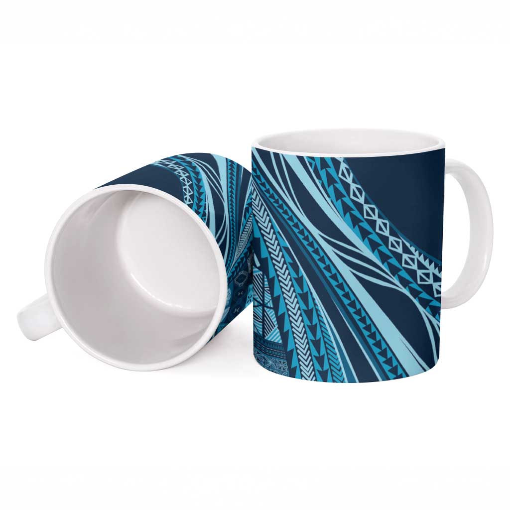 Pasifika Women's Day - Samoa Siapo Malu Tattoo Inspired Ceramic Mug Navy Blue LT7 - Polynesian Pride