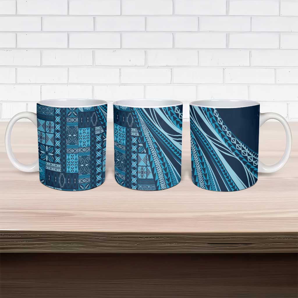 Pasifika Women's Day - Samoa Siapo Malu Tattoo Inspired Ceramic Mug Navy Blue LT7 - Polynesian Pride