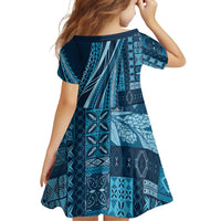 Pasifika Women's Day - Samoa Siapo Malu Tattoo Inspired Family Matching Long Sleeve Bodycon Dress and Hawaiian Shirt Navy Blue
