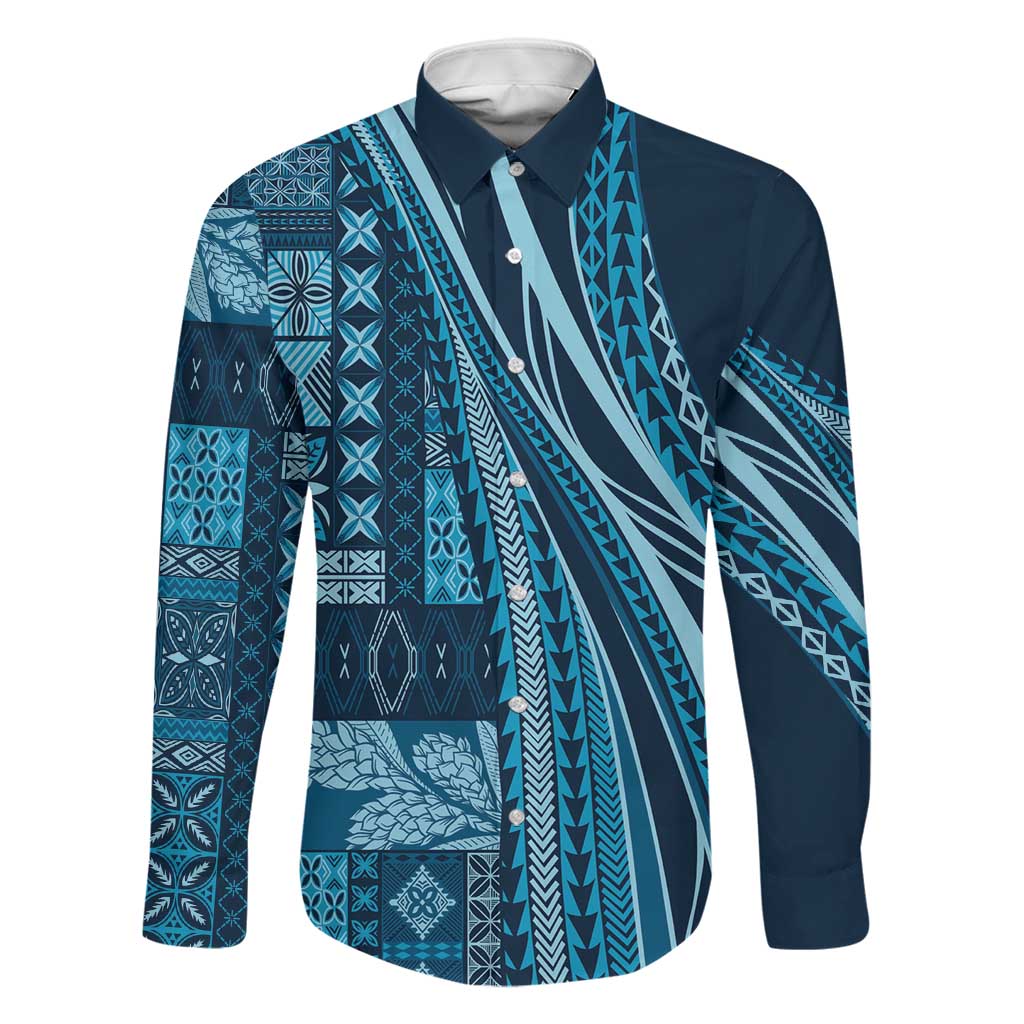 Pasifika Women's Day - Samoa Siapo Malu Tattoo Inspired Family Matching Summer Maxi Dress and Hawaiian Shirt Navy Blue