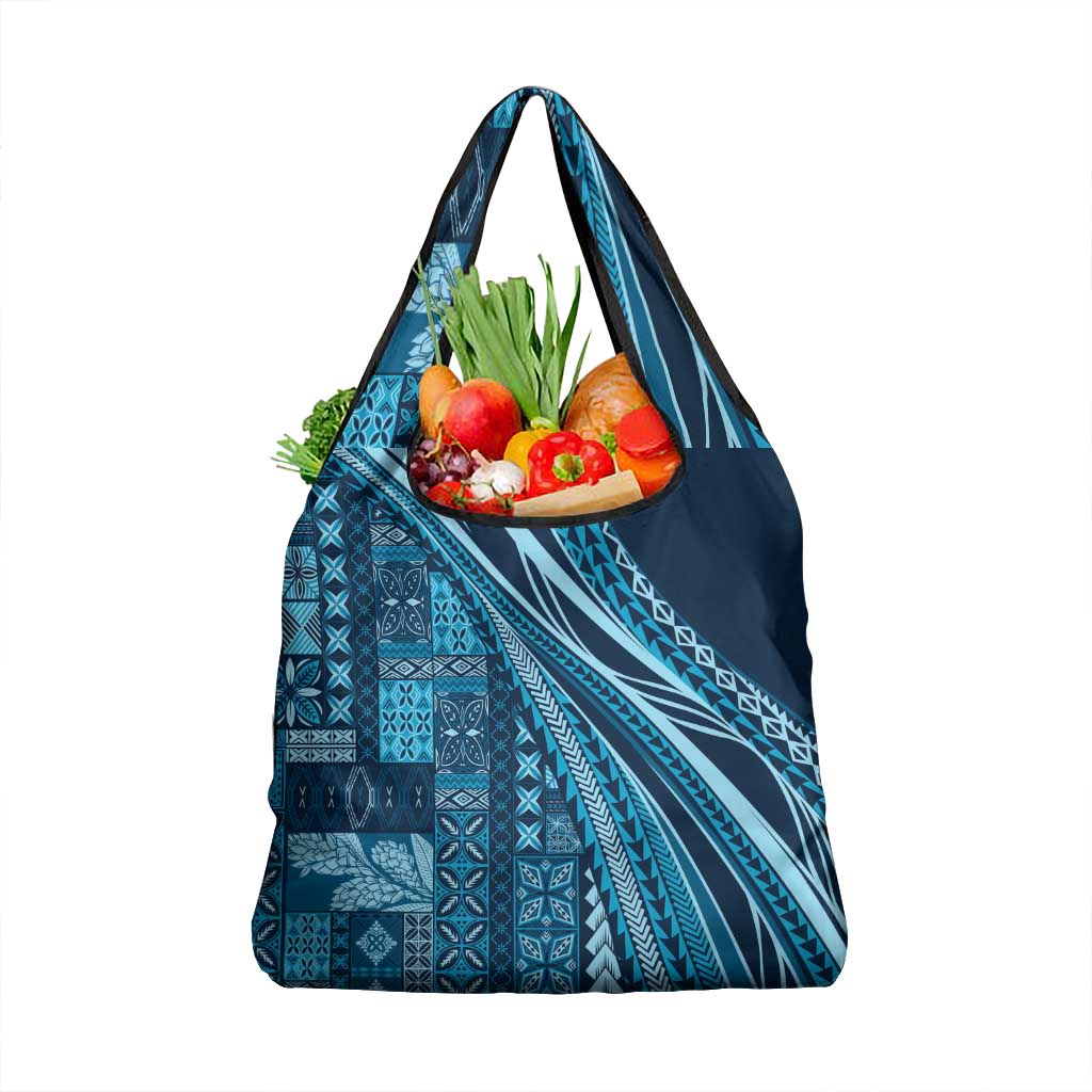 Pasifika Women's Day - Samoa Siapo Malu Tattoo Inspired Grocery Bag Navy Blue LT7 1-pack One Size Navy Blue - Polynesian Pride
