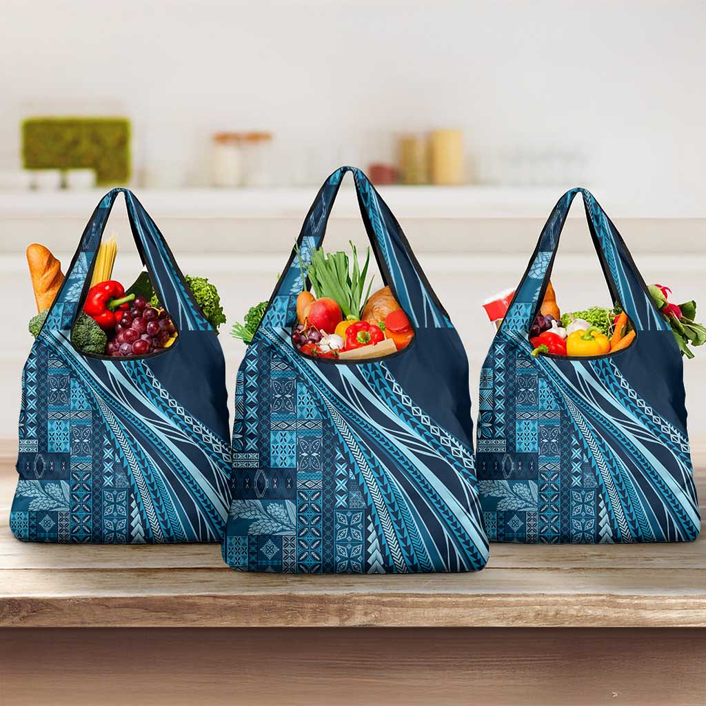 Pasifika Women's Day - Samoa Siapo Malu Tattoo Inspired Grocery Bag Navy Blue LT7 3-pack One Size Navy Blue - Polynesian Pride