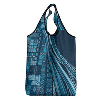 Pasifika Women's Day - Samoa Siapo Malu Tattoo Inspired Grocery Bag Navy Blue LT7 - Polynesian Pride