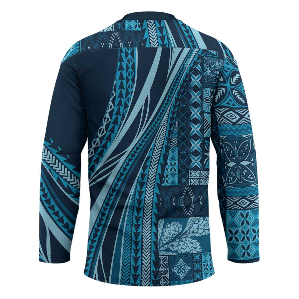 Pasifika Women's Day - Samoa Siapo Malu Tattoo Inspired Hockey Jersey Navy Blue LT7 - Polynesian Pride