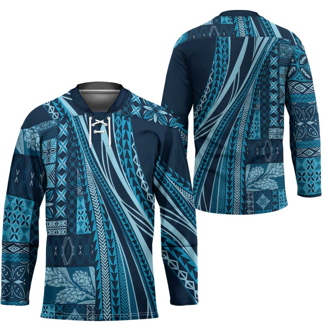 Pasifika Women's Day - Samoa Siapo Malu Tattoo Inspired Hockey Jersey Navy Blue LT7 - Polynesian Pride