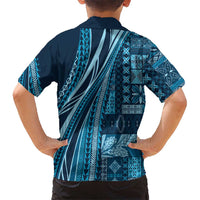 Pasifika Women's Day - Samoa Siapo Malu Tattoo Inspired Kid Hawaiian Shirt Navy Blue LT7 - Polynesian Pride