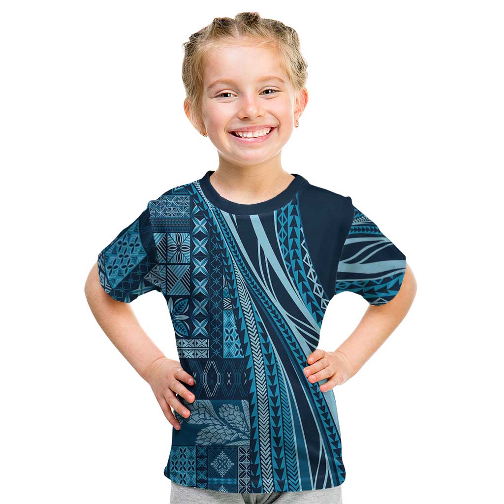 Pasifika Women's Day - Samoa Siapo Malu Tattoo Inspired Kid T Shirt Navy Blue LT7 Navy Blue - Polynesian Pride