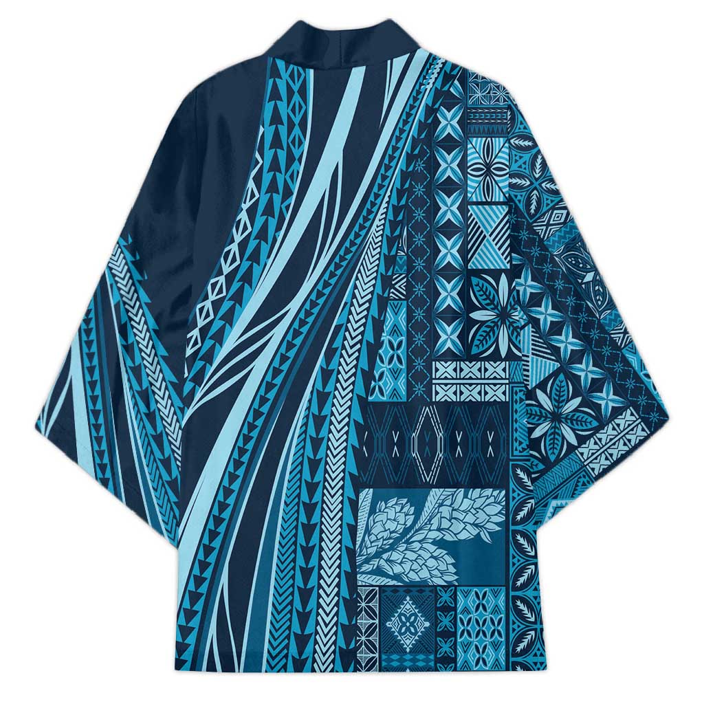 Pasifika Women's Day - Samoa Siapo Malu Tattoo Inspired Kimono Navy Blue LT7 - Polynesian Pride