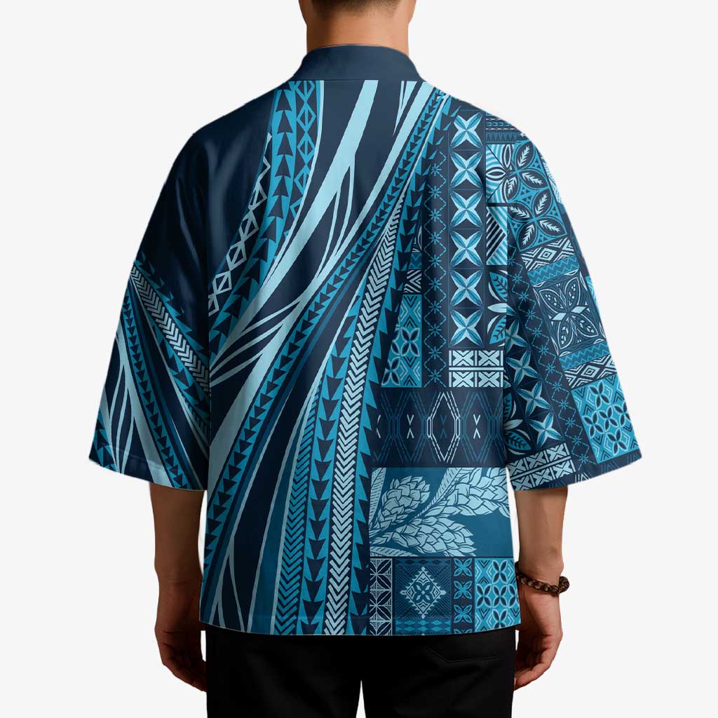 Pasifika Women's Day - Samoa Siapo Malu Tattoo Inspired Kimono Navy Blue LT7 - Polynesian Pride