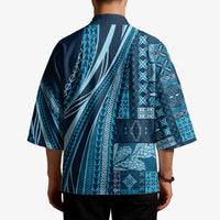 Pasifika Women's Day - Samoa Siapo Malu Tattoo Inspired Kimono Navy Blue LT7 - Polynesian Pride