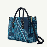 Pasifika Women's Day - Samoa Siapo Malu Tattoo Inspired Leather Bag Navy Blue LT7 Navy Blue - Polynesian Pride
