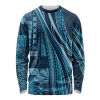 Pasifika Women's Day - Samoa Siapo Malu Tattoo Inspired Long Sleeve Shirt Navy Blue
