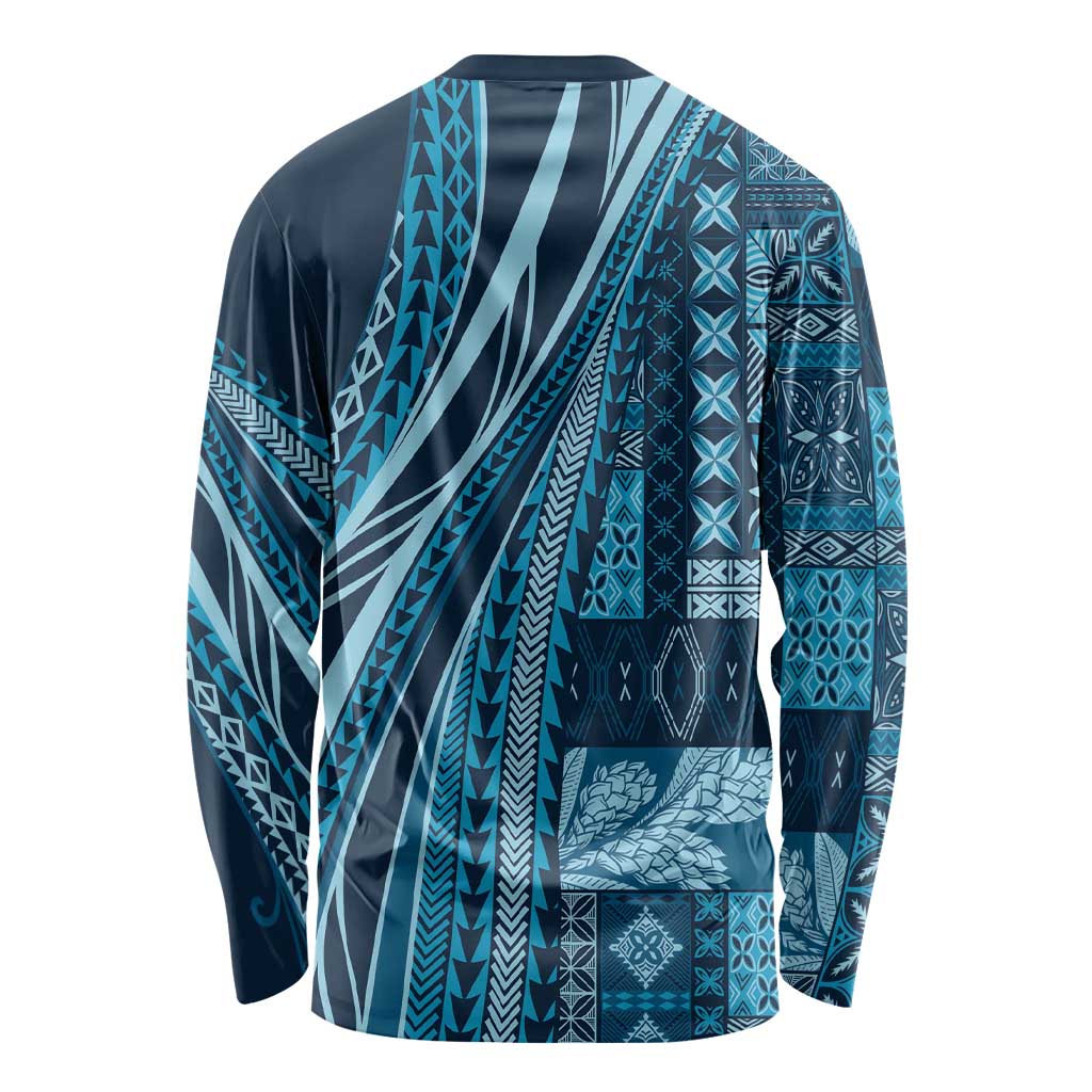 Pasifika Women's Day - Samoa Siapo Malu Tattoo Inspired Long Sleeve Shirt Navy Blue