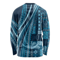 Pasifika Women's Day - Samoa Siapo Malu Tattoo Inspired Long Sleeve Shirt Navy Blue