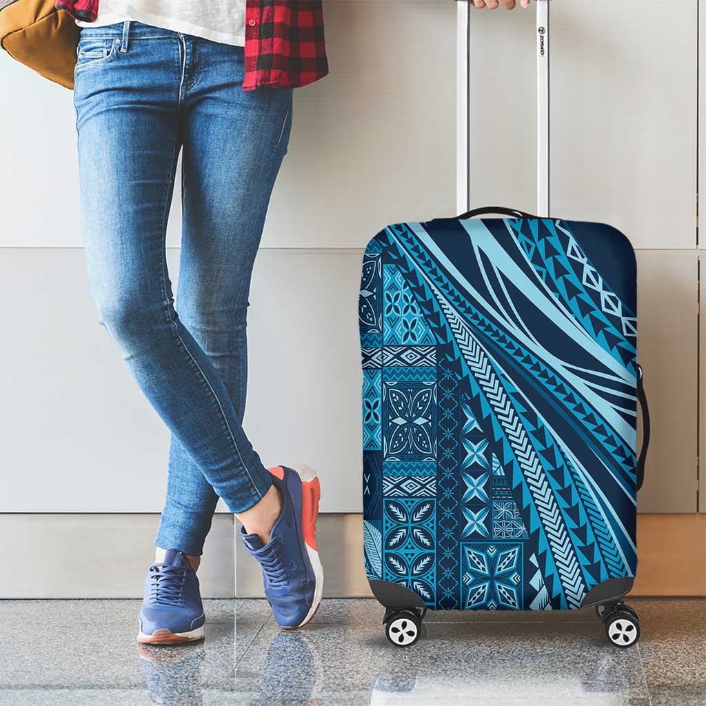 Pasifika Women's Day - Samoa Siapo Malu Tattoo Inspired Luggage Cover Navy Blue LT7 - Polynesian Pride