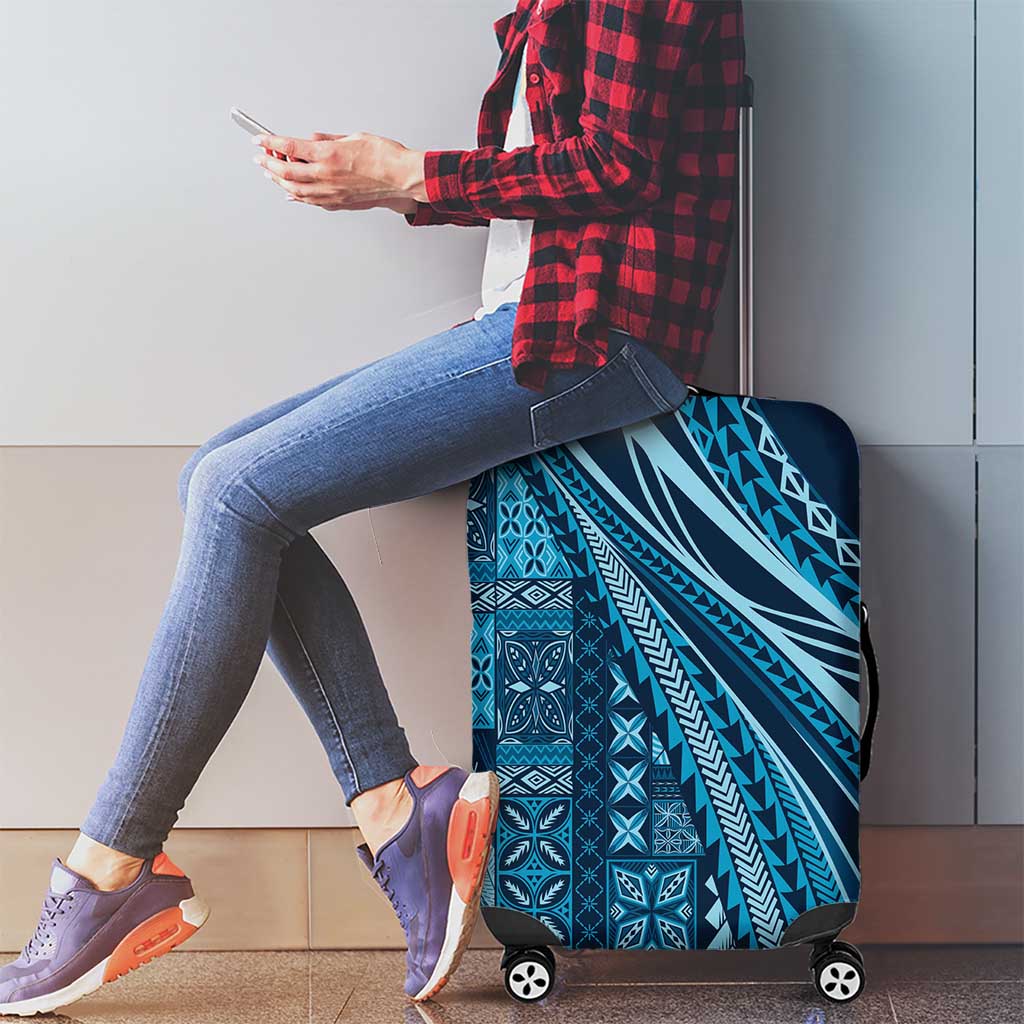 Pasifika Women's Day - Samoa Siapo Malu Tattoo Inspired Luggage Cover Navy Blue LT7 - Polynesian Pride