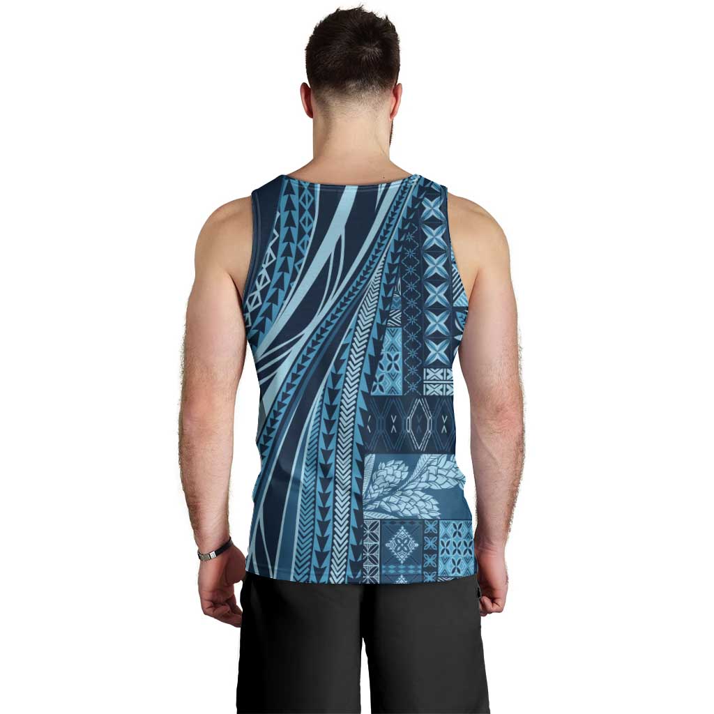 Pasifika Women's Day - Samoa Siapo Malu Tattoo Inspired Men Tank Top Navy Blue LT7 - Polynesian Pride