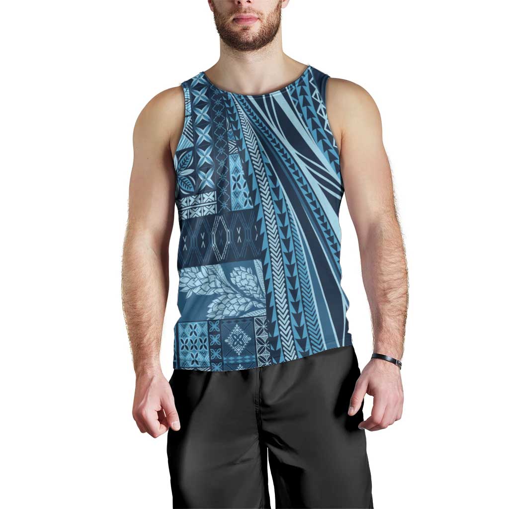 Pasifika Women's Day - Samoa Siapo Malu Tattoo Inspired Men Tank Top Navy Blue LT7 - Polynesian Pride