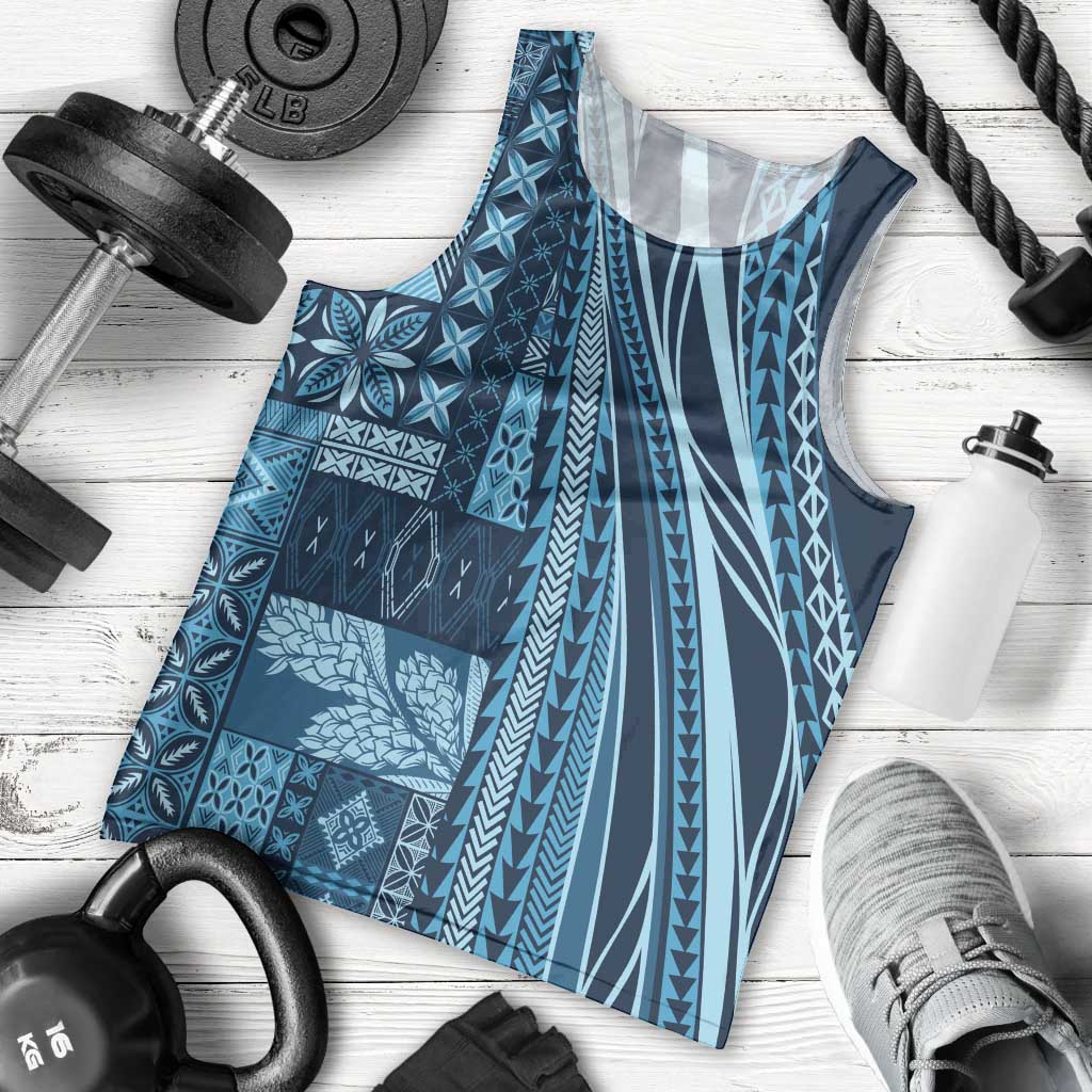 Pasifika Women's Day - Samoa Siapo Malu Tattoo Inspired Men Tank Top Navy Blue LT7 - Polynesian Pride