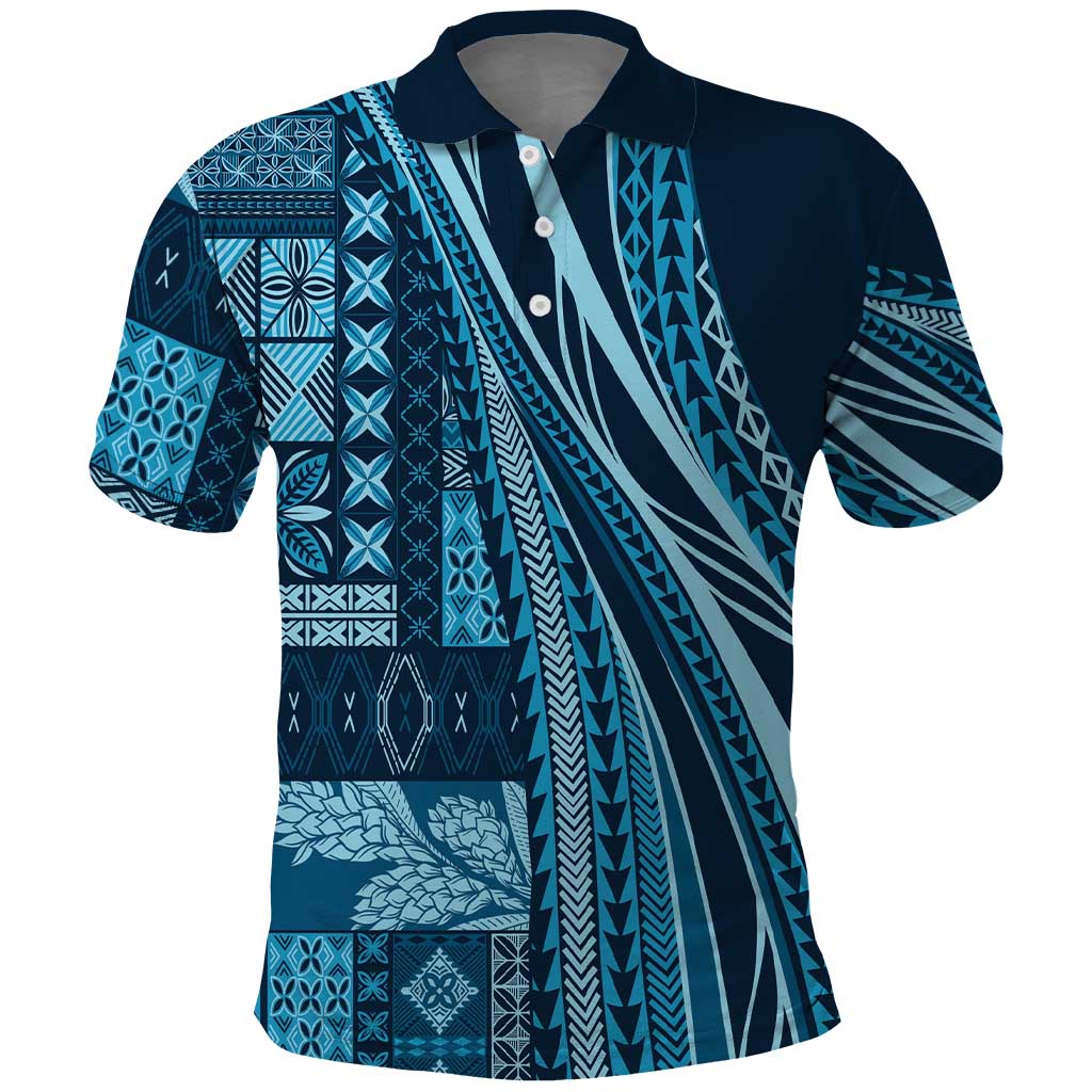 Pasifika Women's Day - Samoa Siapo Malu Tattoo Inspired Polo Shirt Navy Blue