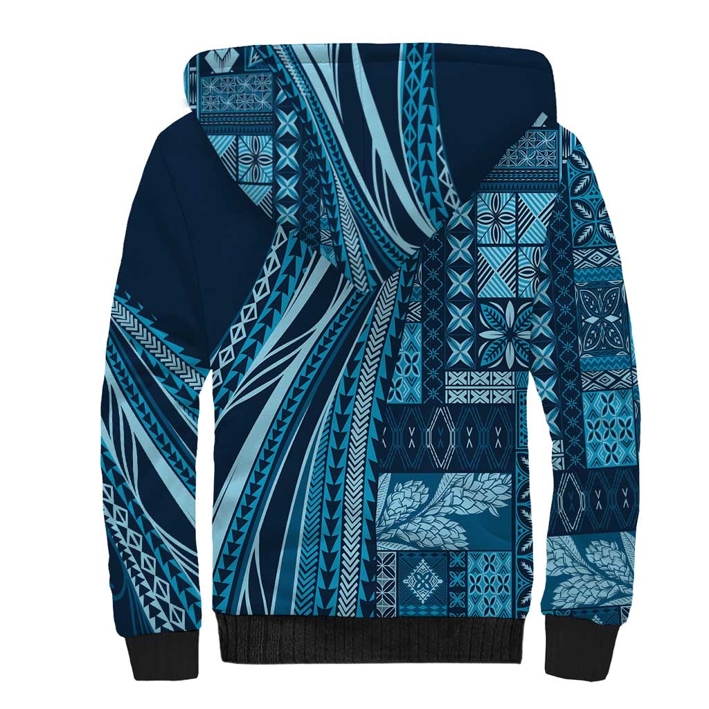 Pasifika Women's Day - Samoa Siapo Malu Tattoo Inspired Sherpa Hoodie Navy Blue LT7 - Polynesian Pride