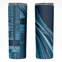 Pasifika Women's Day - Samoa Siapo Malu Tattoo Inspired Skinny Tumbler Navy Blue LT7 Navy Blue - Polynesian Pride