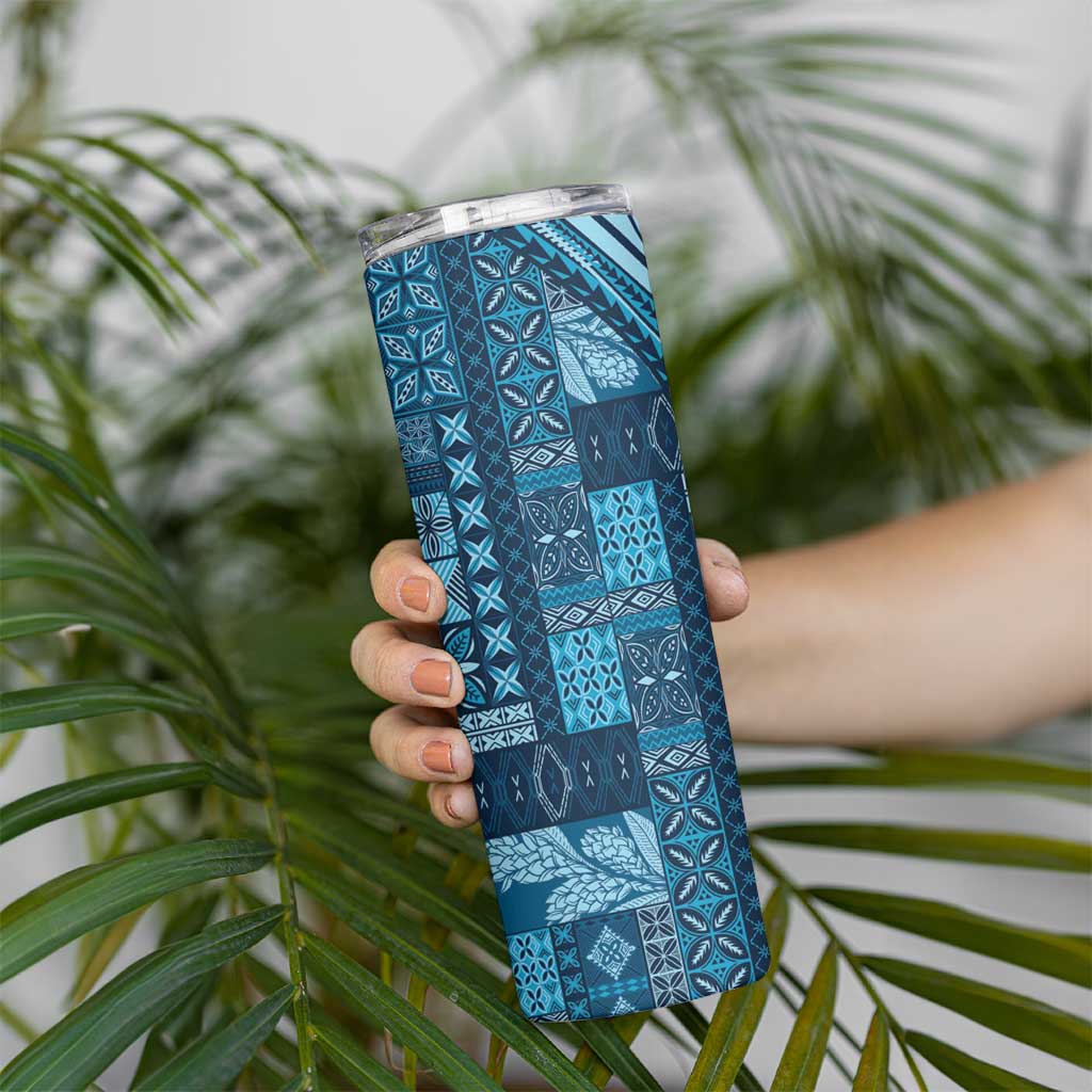 Pasifika Women's Day - Samoa Siapo Malu Tattoo Inspired Skinny Tumbler Navy Blue LT7 - Polynesian Pride