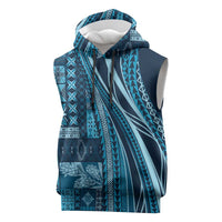 Pasifika Women's Day - Samoa Siapo Malu Tattoo Inspired Sleeveless Hoodie Navy Blue