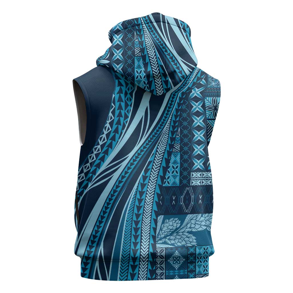 Pasifika Women's Day - Samoa Siapo Malu Tattoo Inspired Sleeveless Hoodie Navy Blue